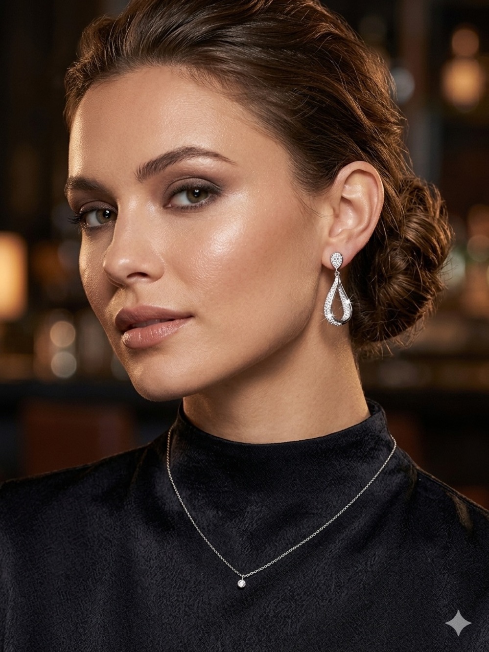 Silver Teardrop Crystal Dangle Drop Earrings Elegant Bridal Wedding Prom Formal